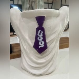 Gemmy Halloween Blow Mold Ghost with Purple Tie Pumpkin Stand Decoration